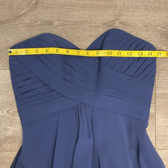 NWOT Allure Bridals Bridesmaid Formal 1221 Dress Navy Chiffon Ruched Strapless 4 - Picture 8 of 16
